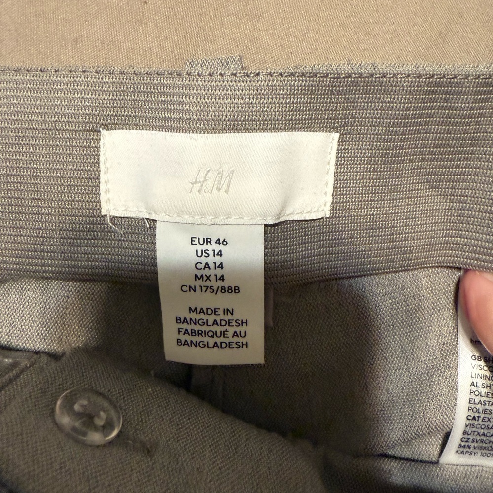 H&M, straight leg trousers, grey, size 14.